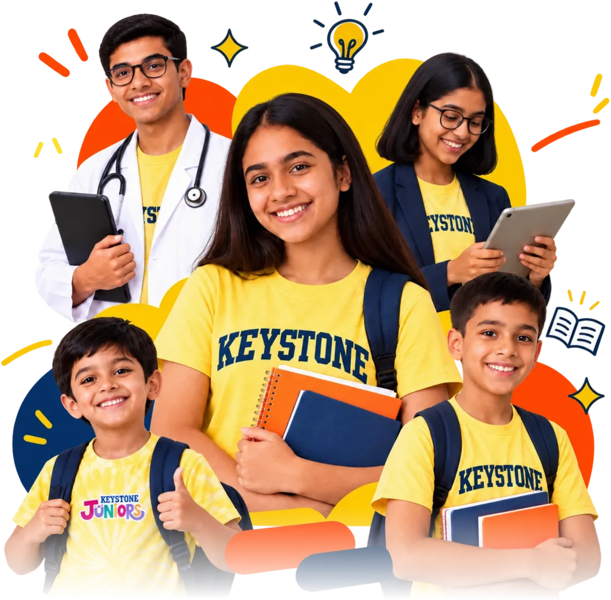Keystone Universe students from Todd Care through Class 12, in Keystone tees, across Ahmedabad